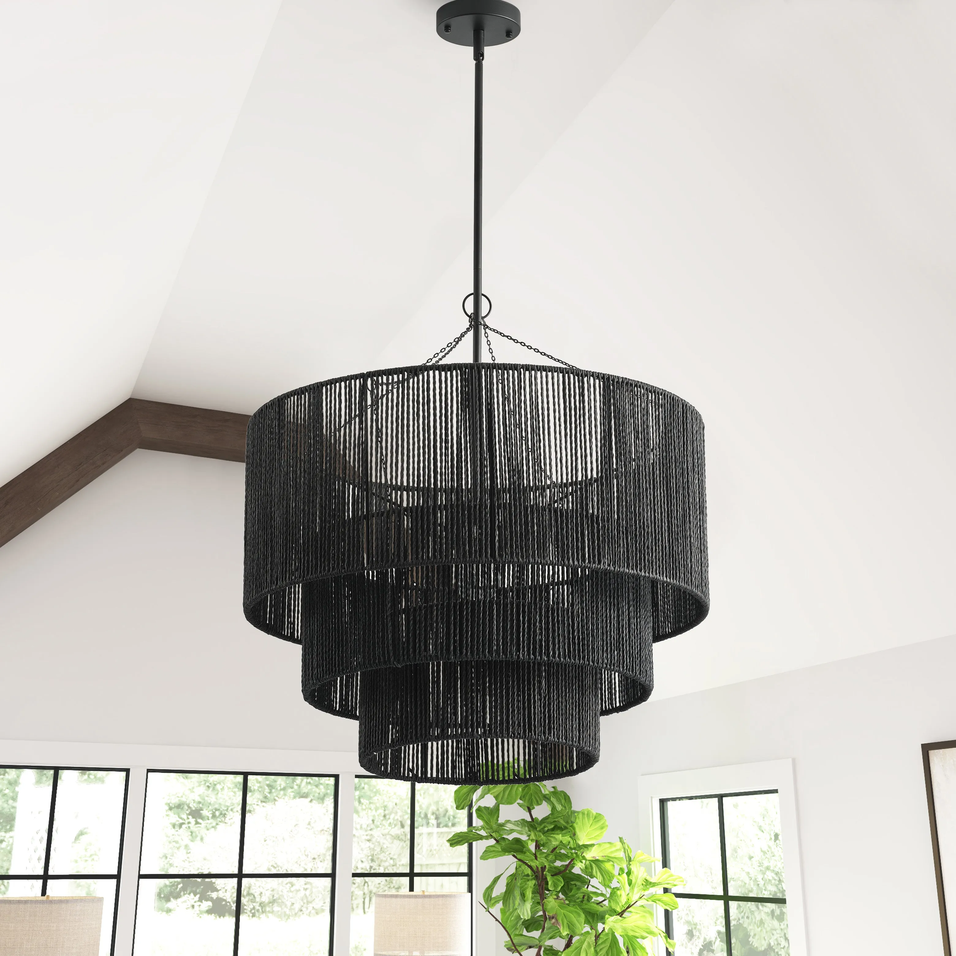 1-Light Multi Layer Hand-Waeve Pendant Lighting