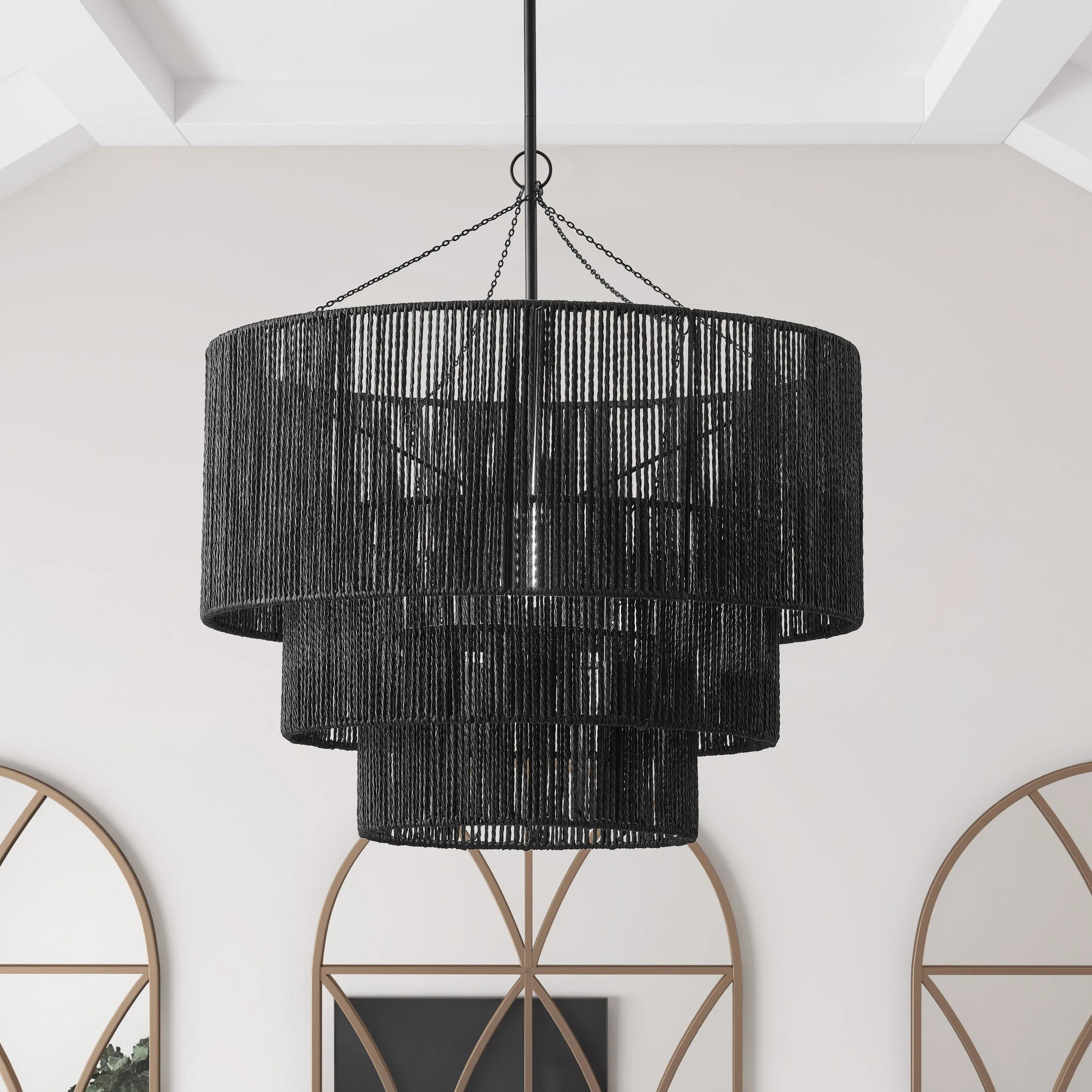 1-Light Multi Layer Hand-Waeve Pendant Lighting