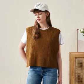 100% Wool Knit Sleeveless Sweater Vest