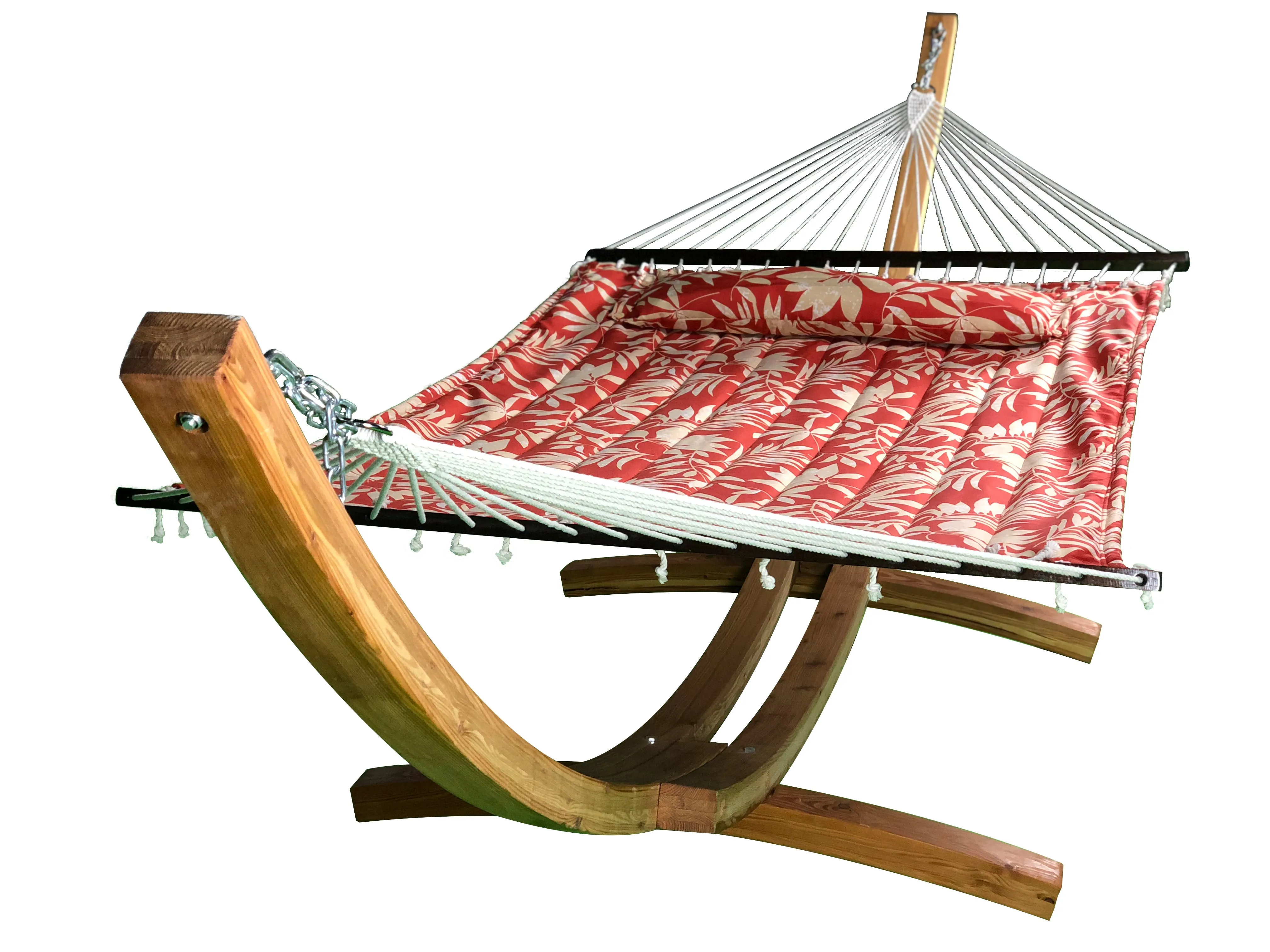 14 Ft. Wooden Arc Hammock Stand & Elegant Hammock Bed w/Pillow.