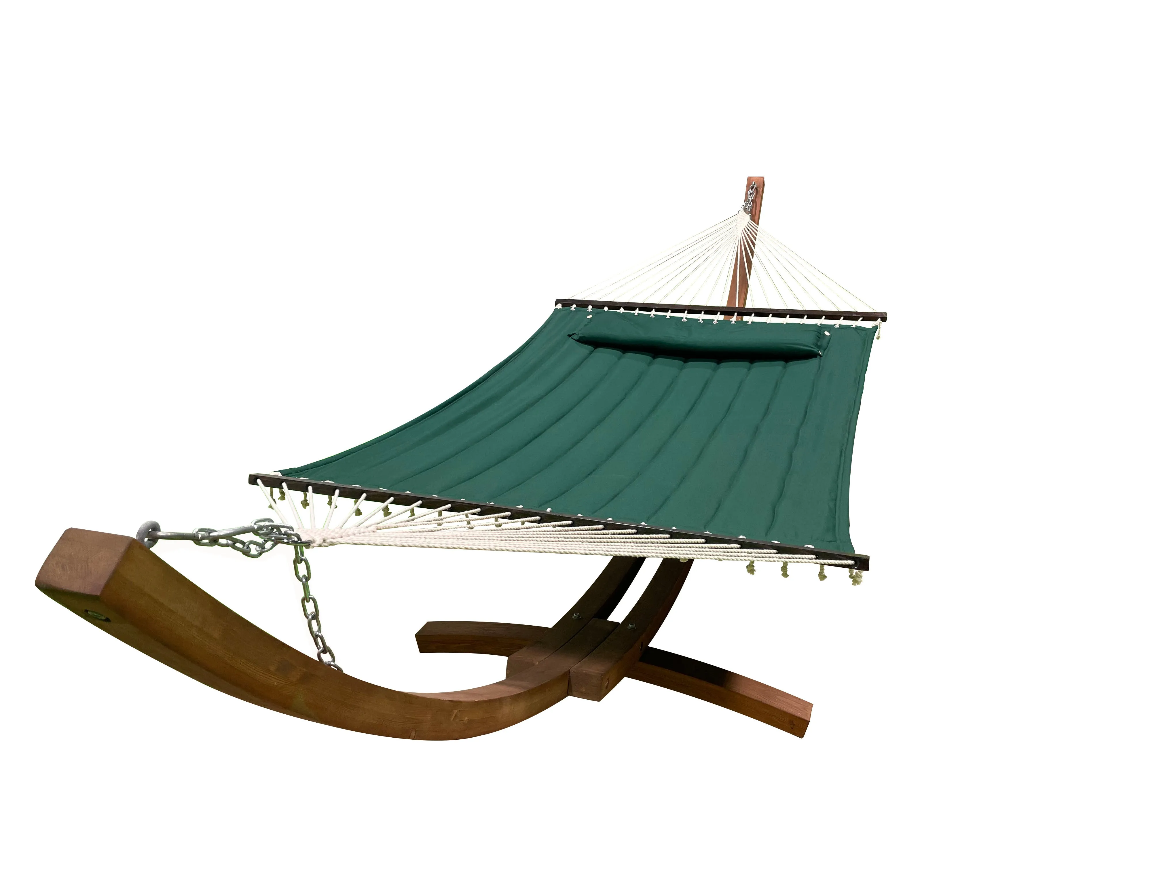 14 Ft. Wooden Arc Hammock Stand & Elegant Hammock Bed w/Pillow.