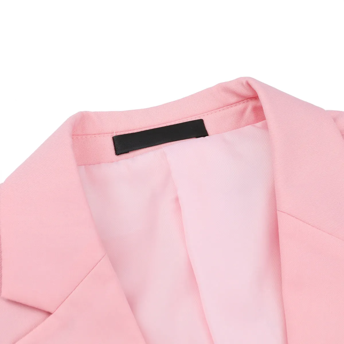 2-Piece Double Breasted Solid Color Pink Suit