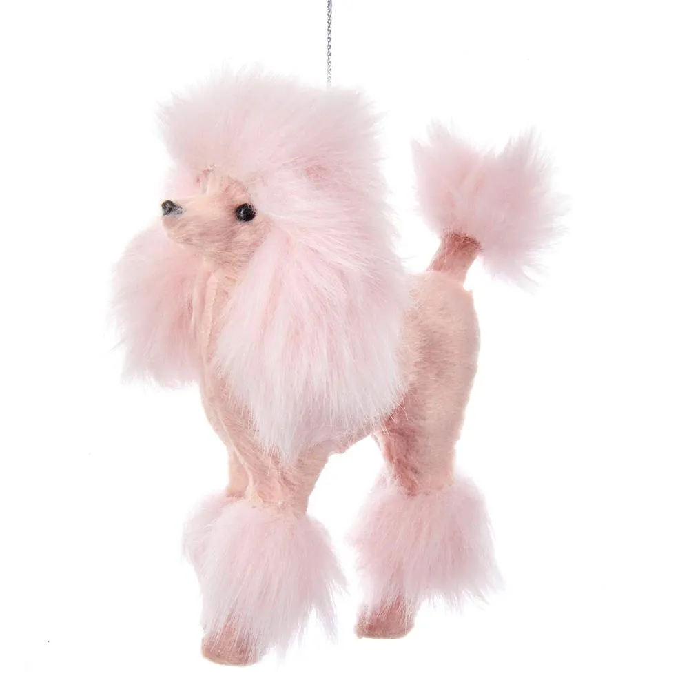 5" Pale Pink Plush French Poodle Parisian Christmas Ornament