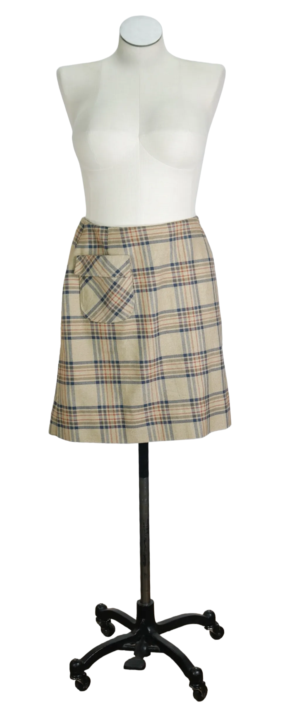 70s Queen Casuals Yellow Plaid Skirt       w30