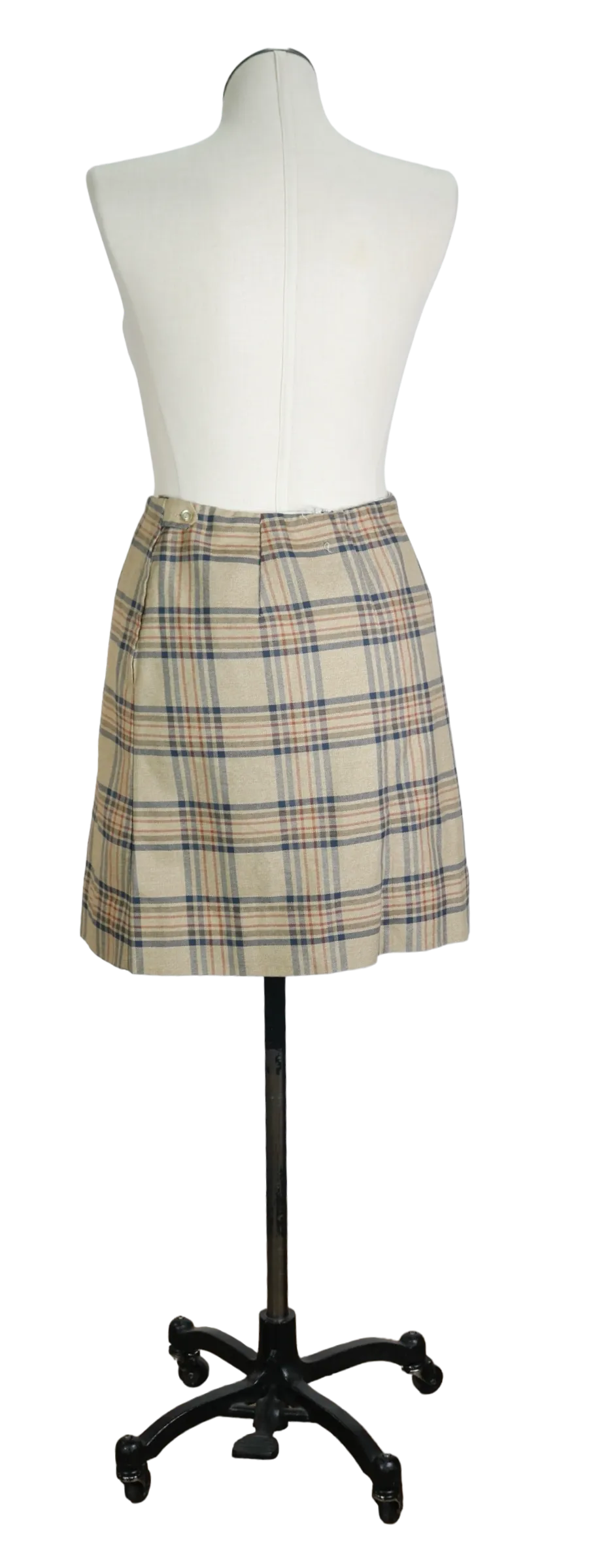 70s Queen Casuals Yellow Plaid Skirt       w30