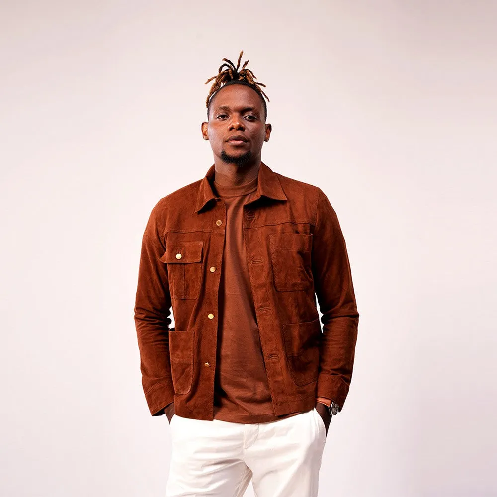 90 FEET Raj Suede Men's Brown Shacket