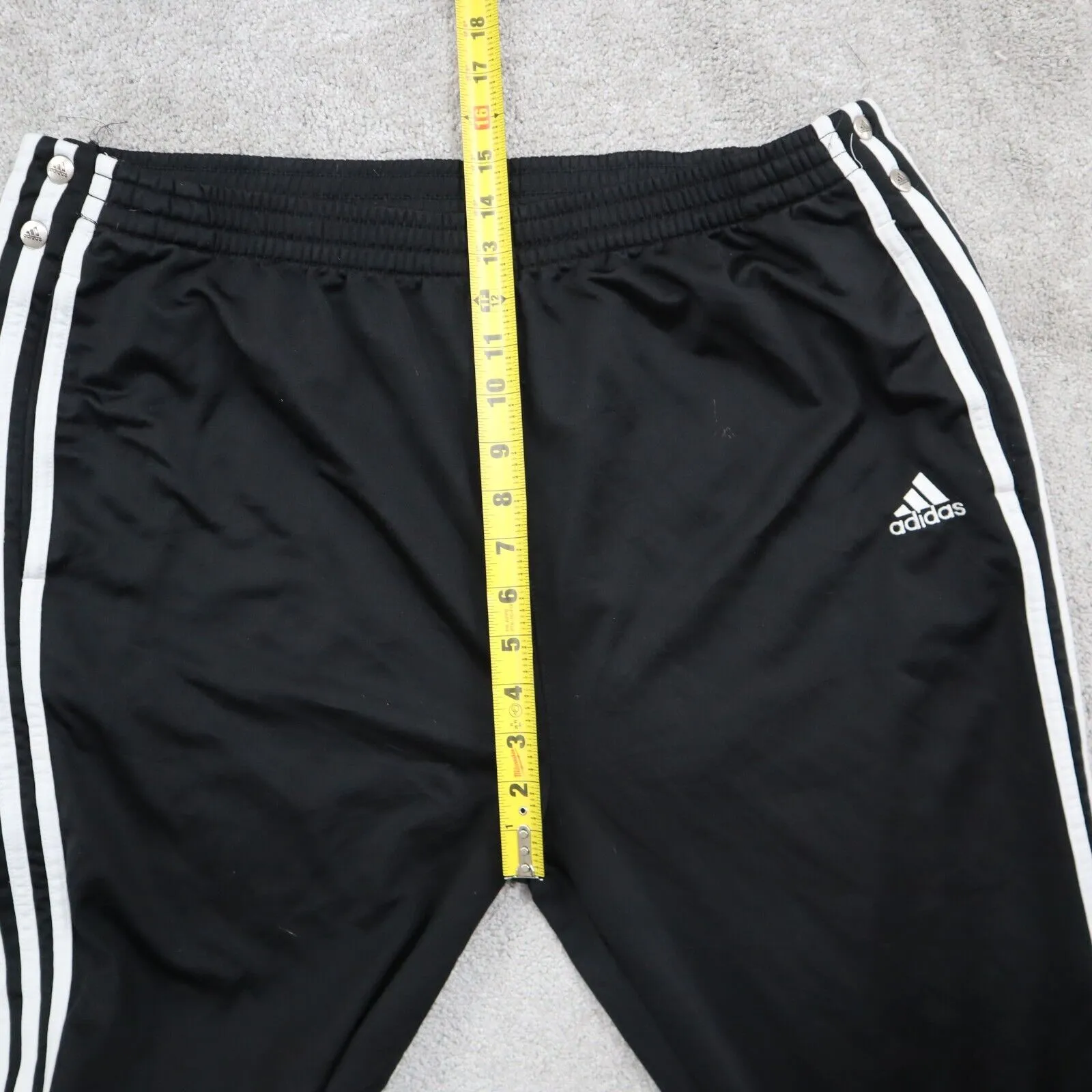 Adidas Men Activewear Pant 3 Striped Elastic Waist High Rise Black Size L