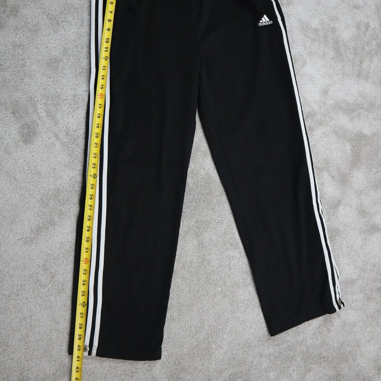 Adidas Men Activewear Pant 3 Striped Elastic Waist High Rise Black Size L