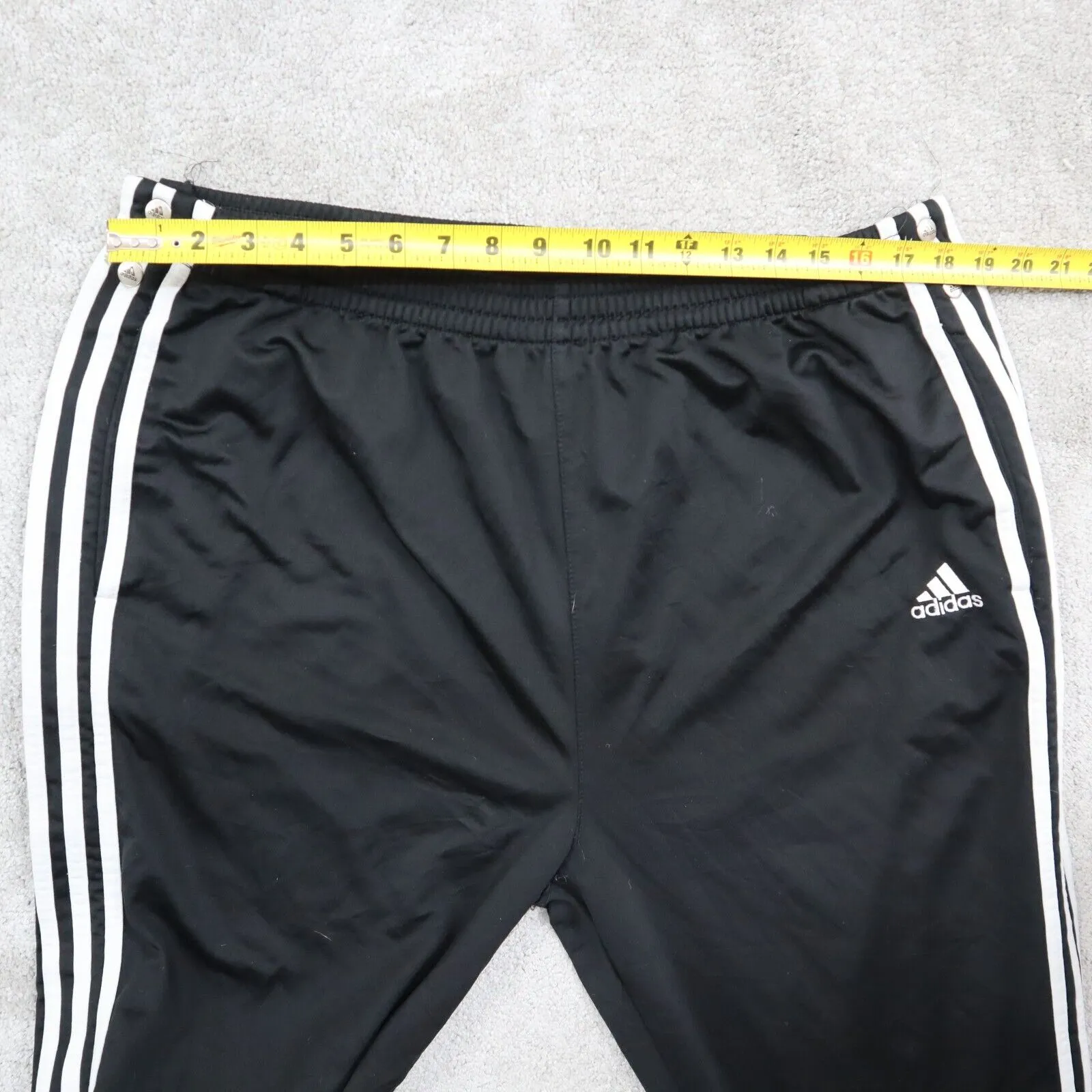 Adidas Men Activewear Pant 3 Striped Elastic Waist High Rise Black Size L