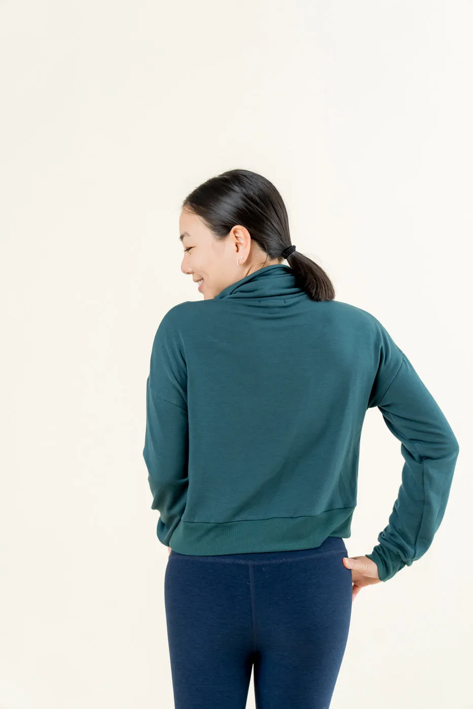 All Time Cropped Pullover - Midnight Green