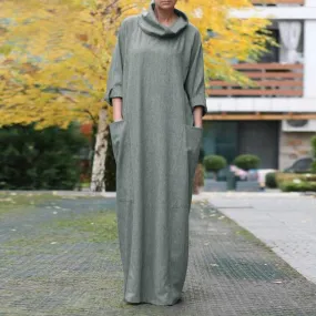 Alpha State Loose Turtleneck Maxi Dress