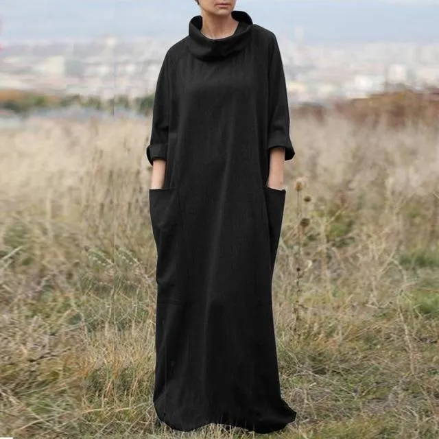 Alpha State Loose Turtleneck Maxi Dress