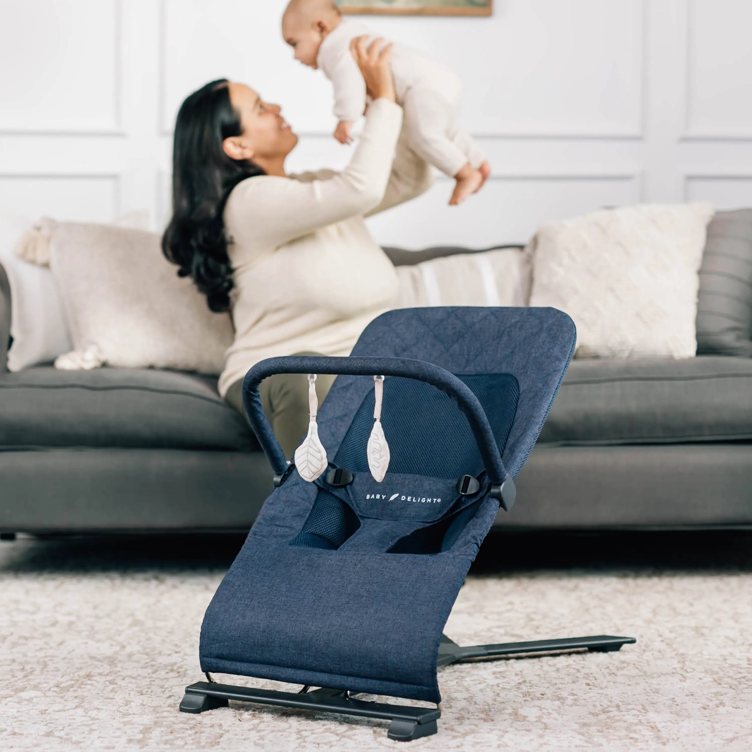 Alpine Deluxe Portable Bouncer - Quilted Indigo