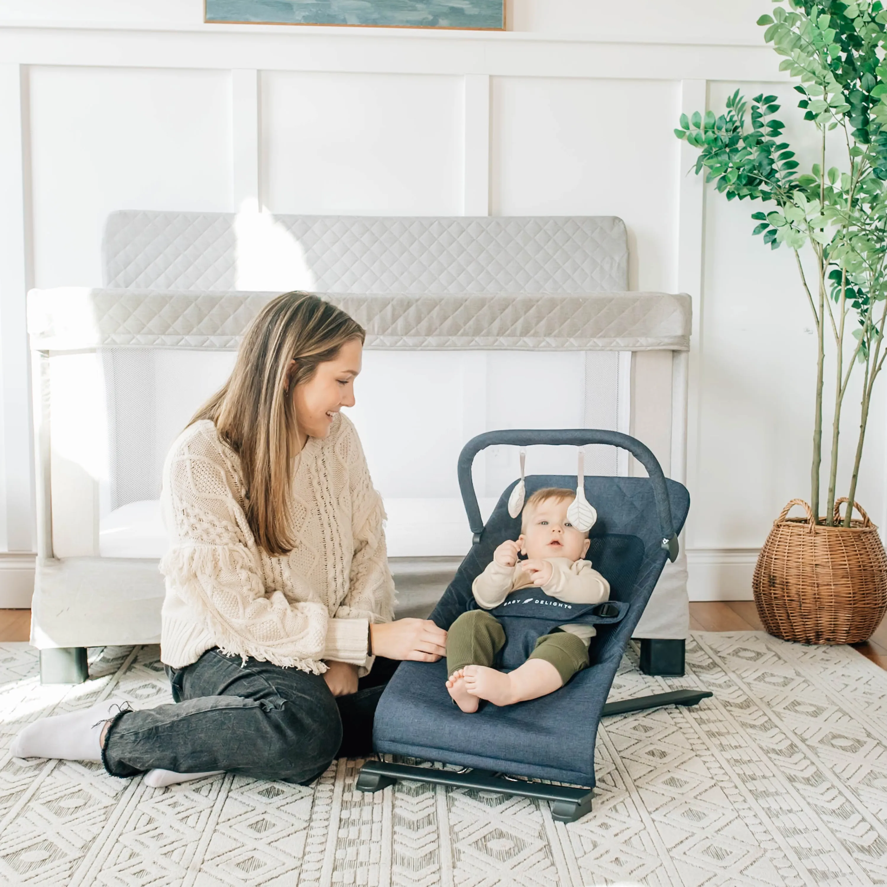 Alpine Deluxe Portable Bouncer - Quilted Indigo