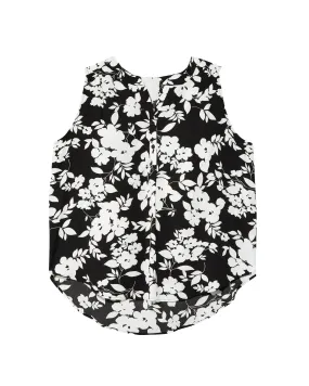 Alysson Shirred Sleeveless Blouse | Black / White