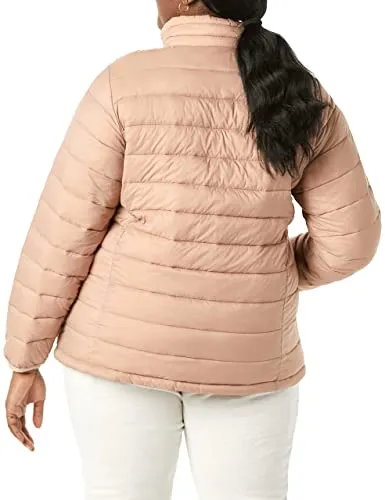 Amazon Essentials Women's Lightweight Long-Sleeve Water-Resistant Puffer Jacket (Available in Plus Size), Black, Medium