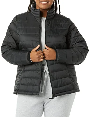 Amazon Essentials Women's Lightweight Long-Sleeve Water-Resistant Puffer Jacket (Available in Plus Size), Black, Medium