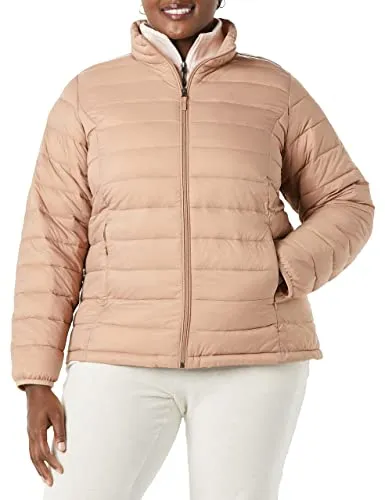 Amazon Essentials Women's Lightweight Long-Sleeve Water-Resistant Puffer Jacket (Available in Plus Size), Black, Medium