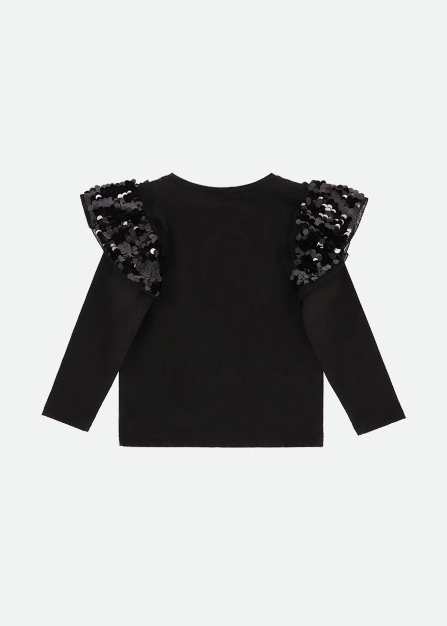 Angel's Face Girls Black Cassia Sequin Shoulder Top