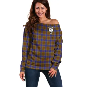 Balfour Tartan Off Shoulder Women Sweater with Family Crest