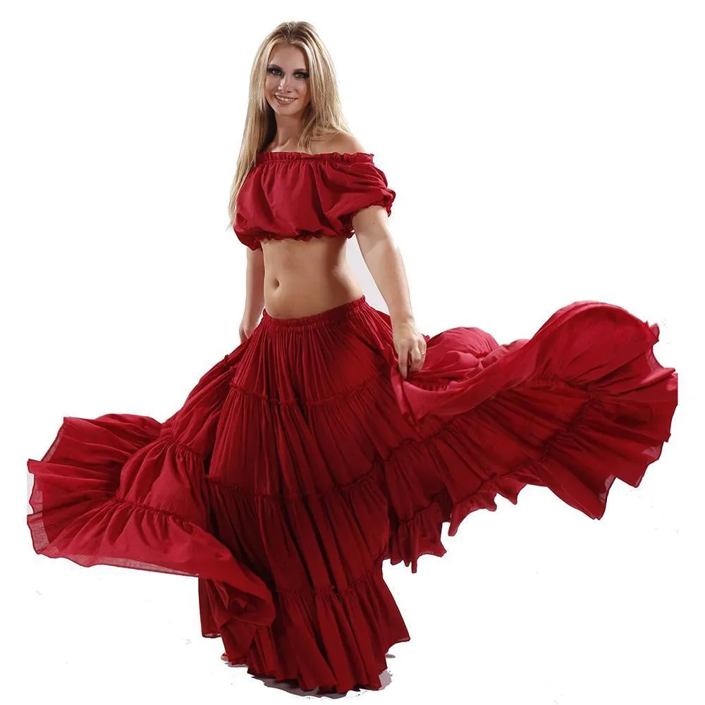 Belly Dance Cotton 25yrd Skirt & Top Costume Set | ROMANY & RAQS