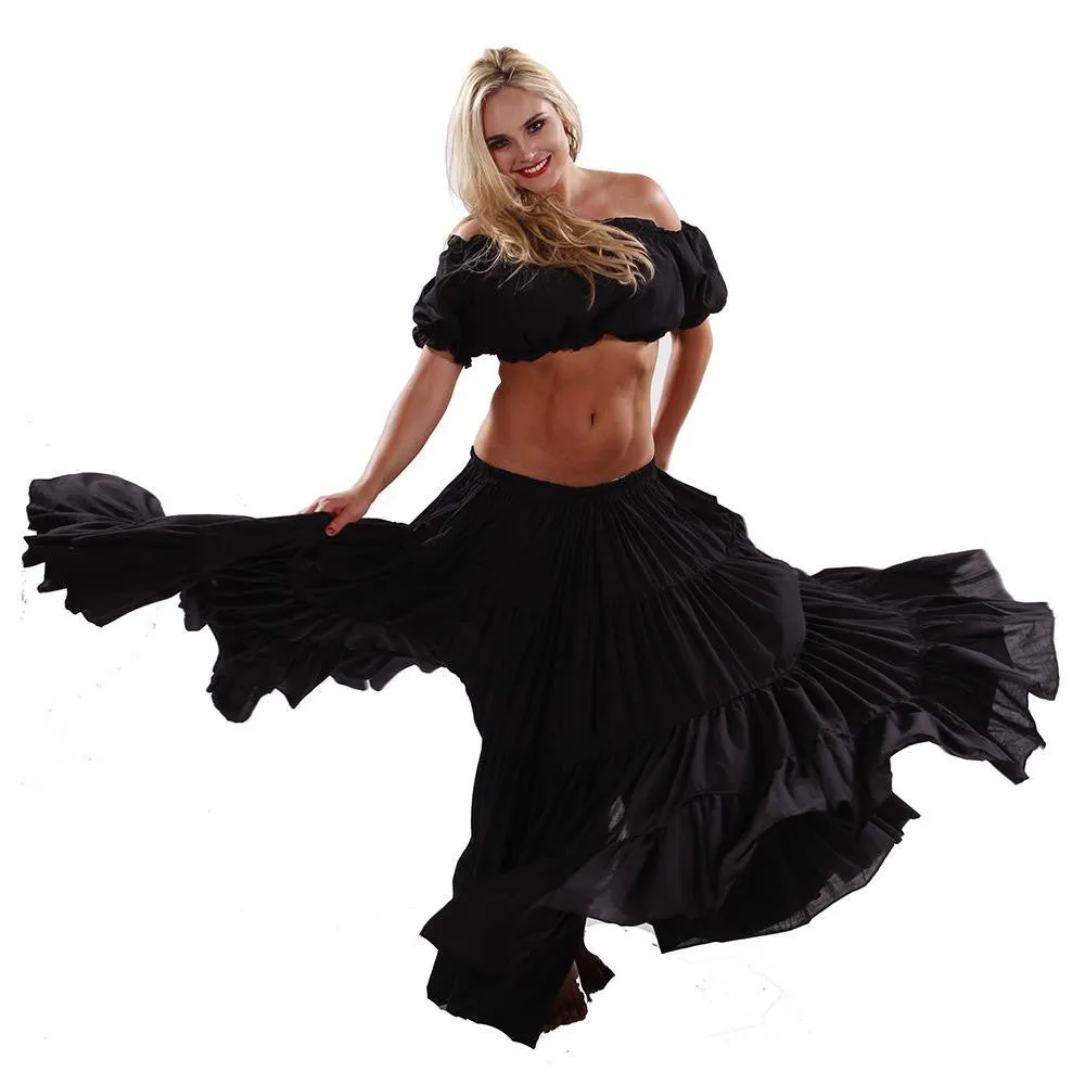 Belly Dance Cotton 25yrd Skirt & Top Costume Set | ROMANY & RAQS