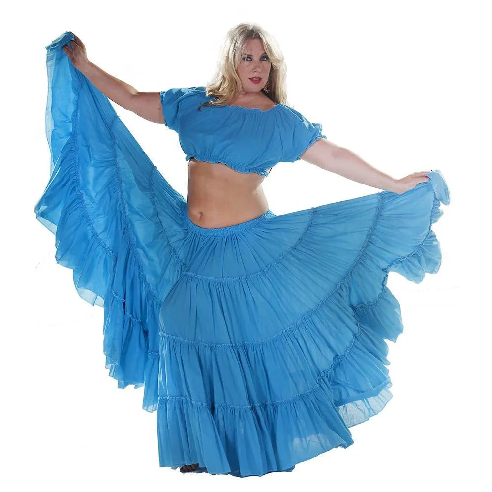 Belly Dance Cotton 25yrd Skirt & Top Costume Set | ROMANY & RAQS