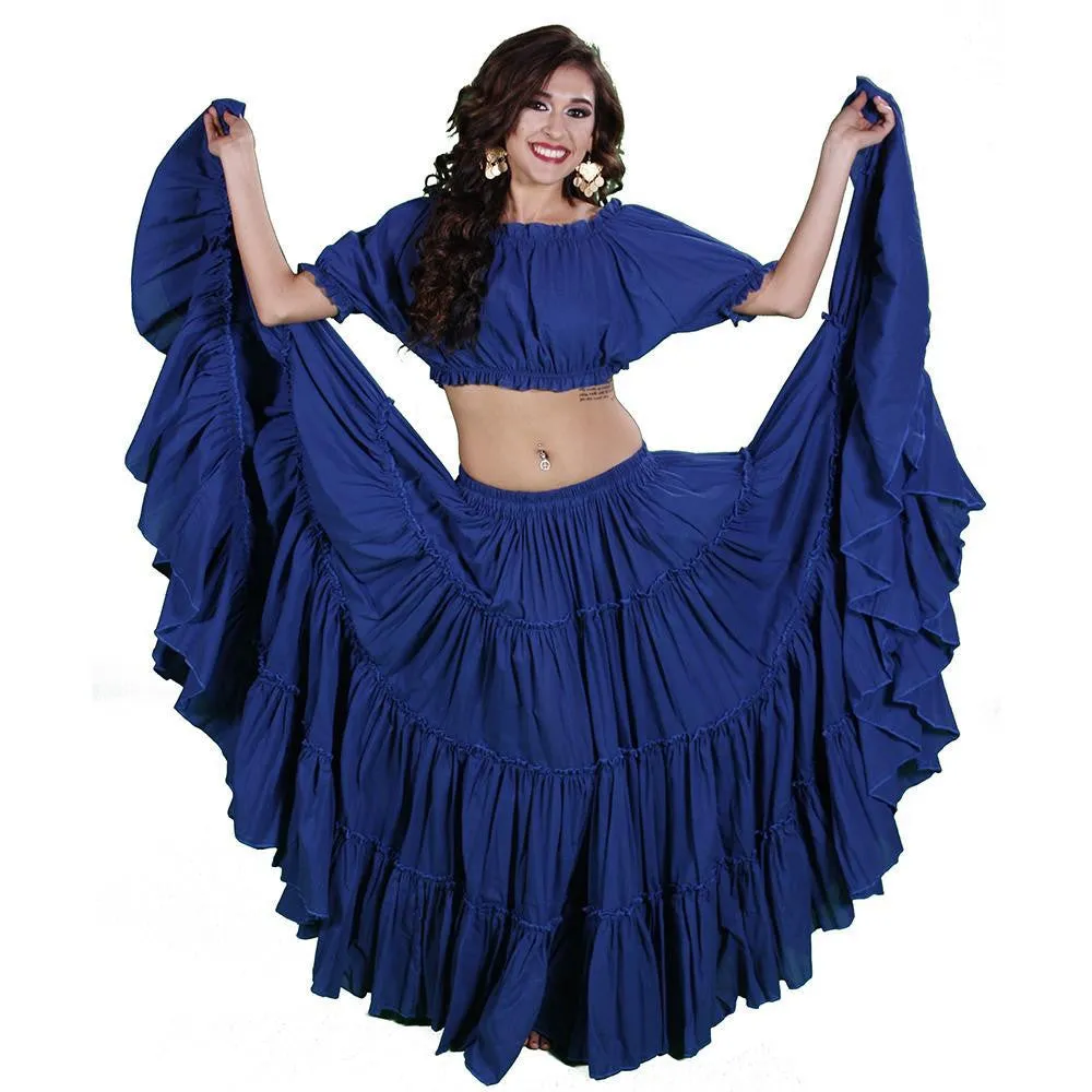 Belly Dance Cotton 25yrd Skirt & Top Costume Set | ROMANY & RAQS