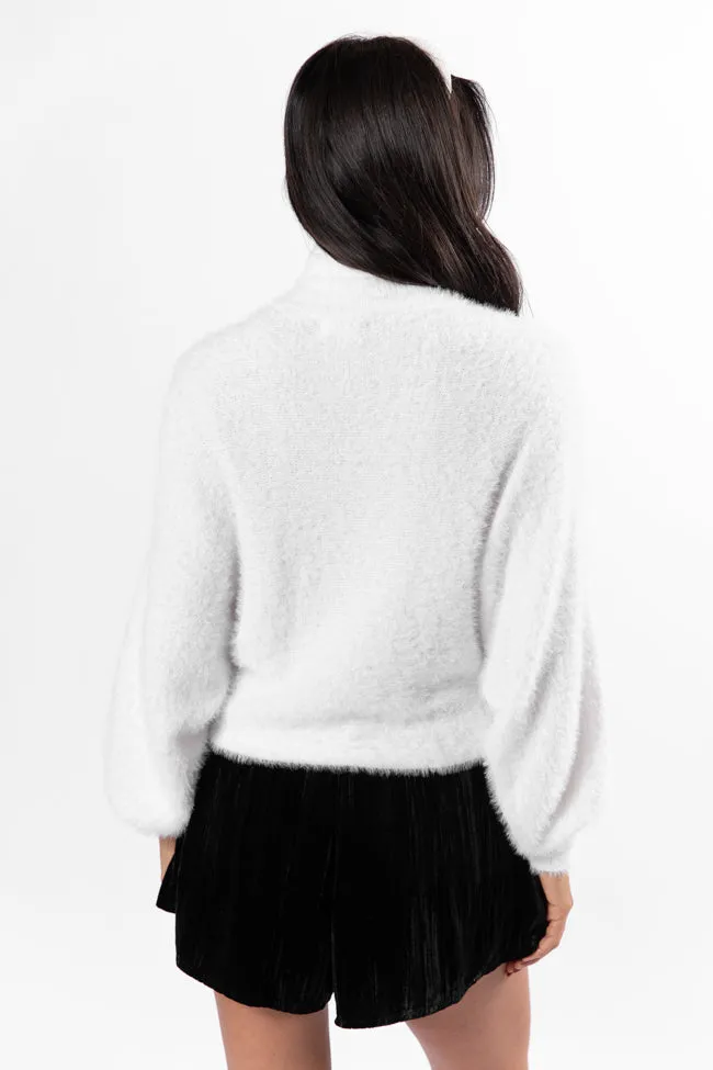 Beyond Me White Fuzzy Turtleneck Sweater