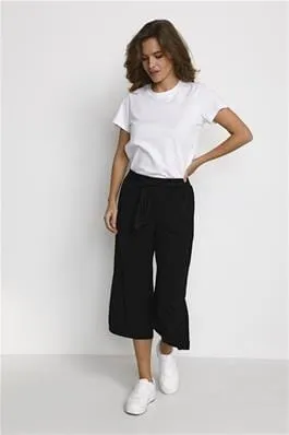 BLACK BELTED WIDE LEG CROP PANT