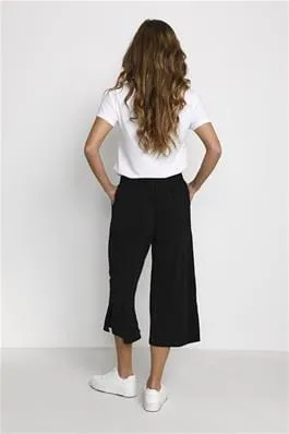 BLACK BELTED WIDE LEG CROP PANT