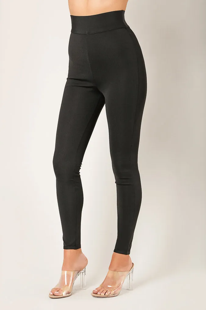 Black High Waisted Fitted Bandage Pants