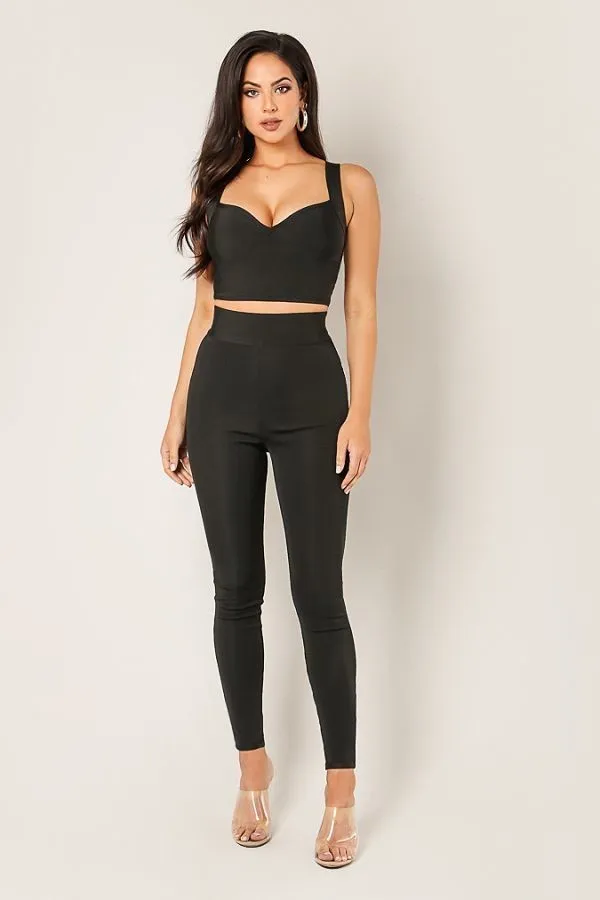 Black High Waisted Fitted Bandage Pants