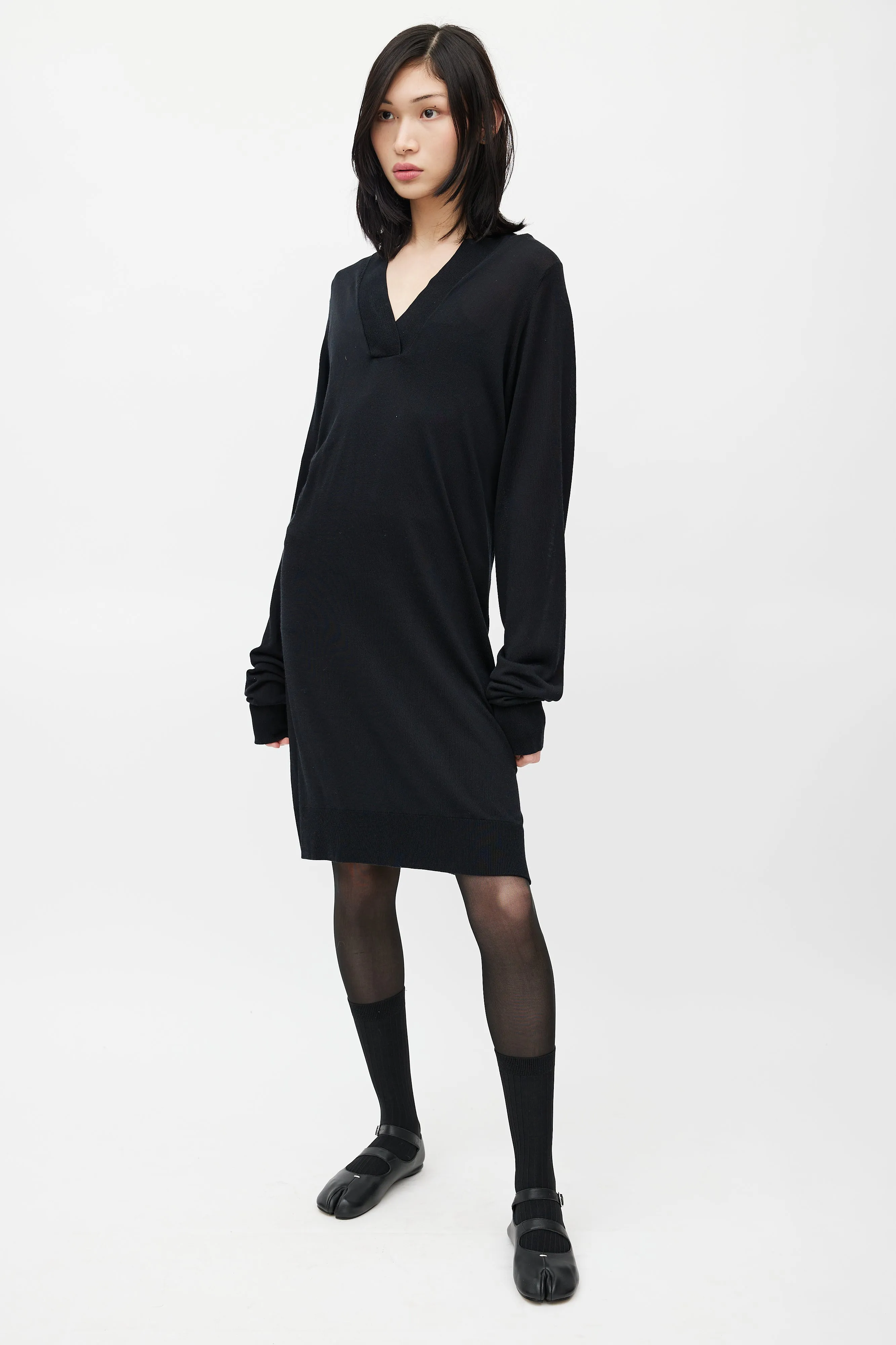 Black Knit Cut Out Sweater Dress