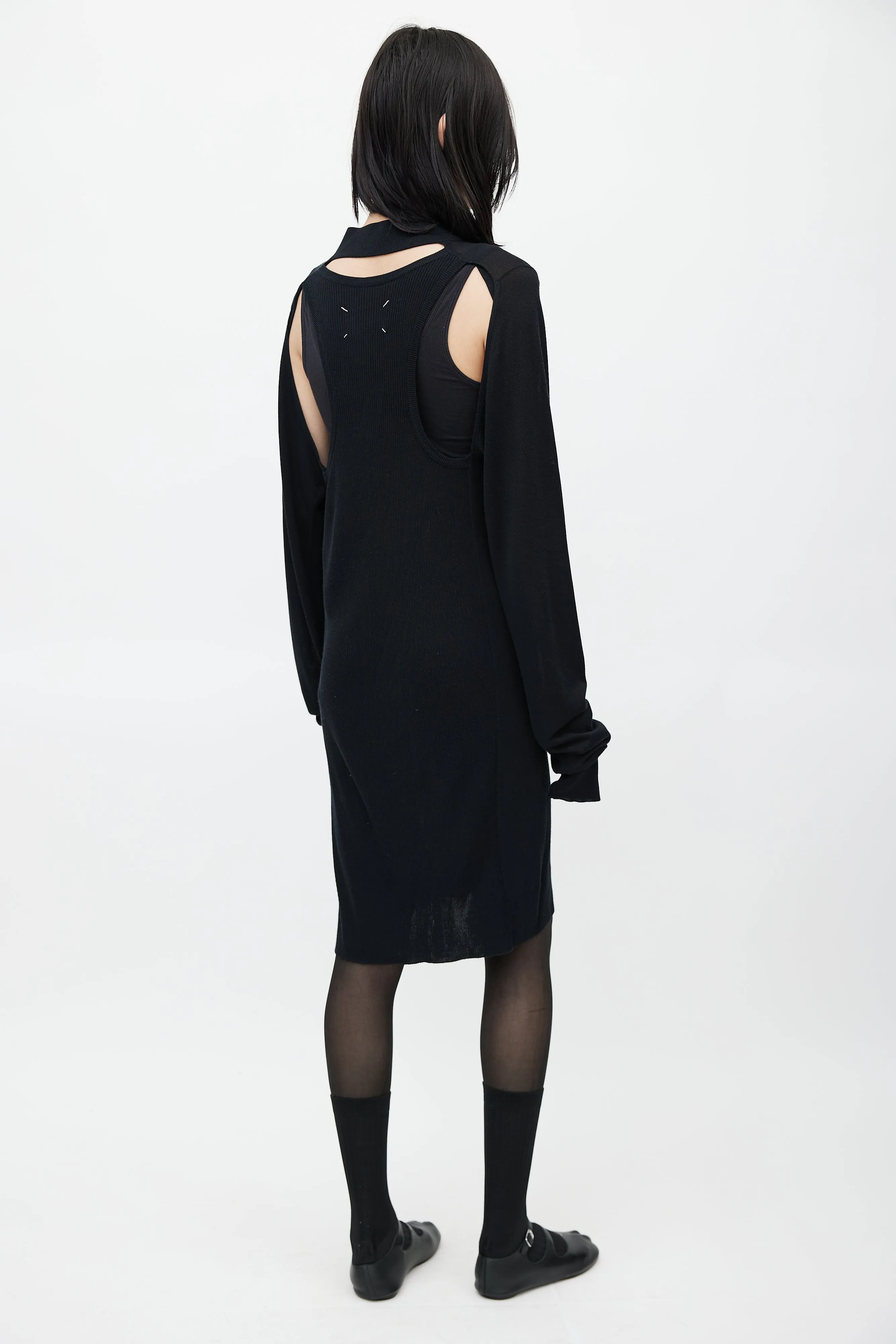 Black Knit Cut Out Sweater Dress