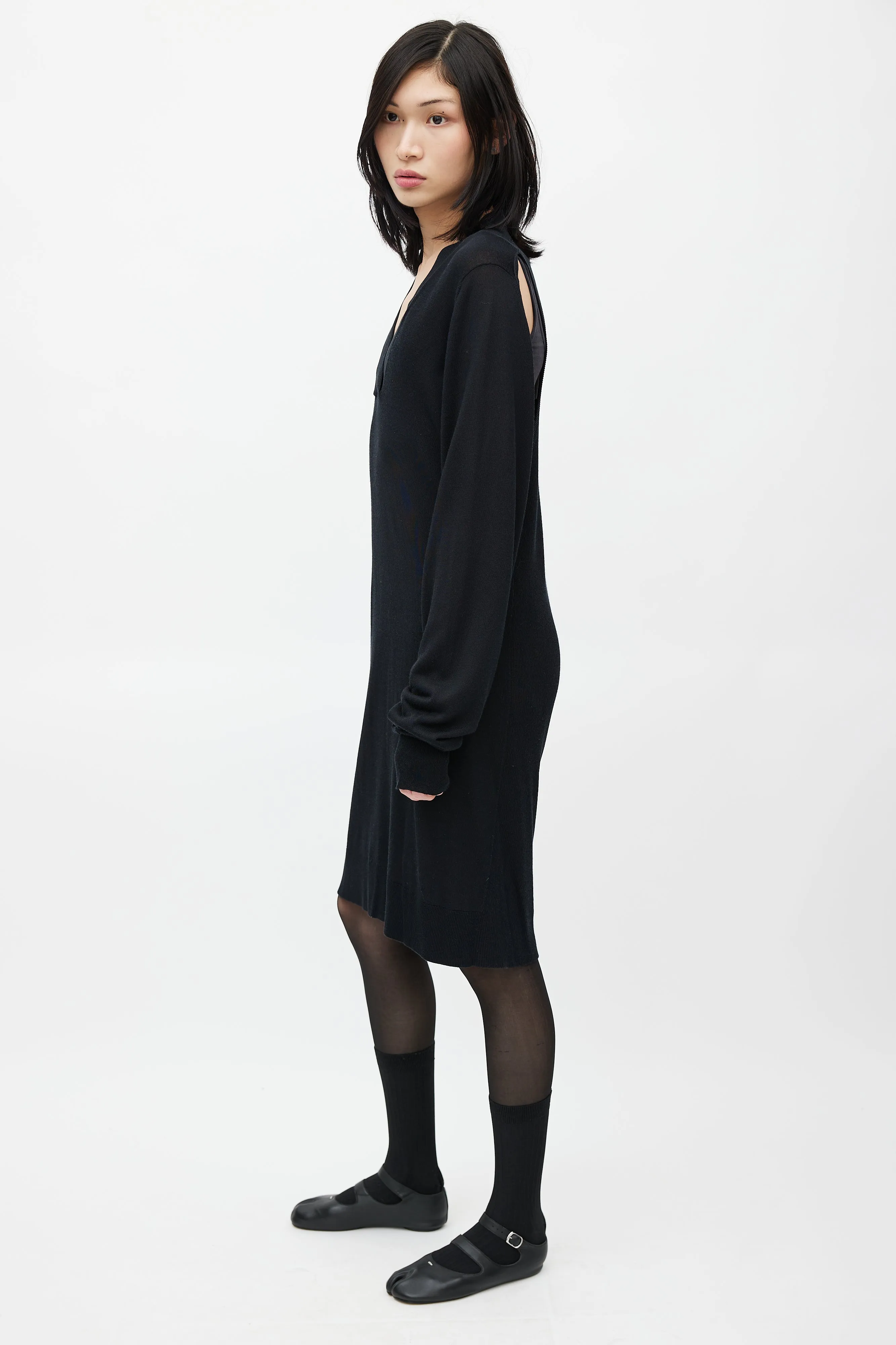 Black Knit Cut Out Sweater Dress