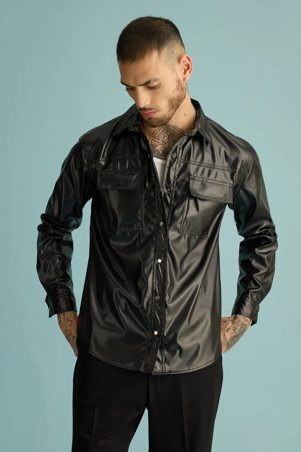 Black Leather Serpent Men's Jacket