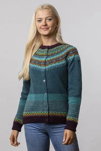 Blauw vest met fairisle patroon | Eribe alpine cardigan jade