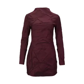 Bordeaux Turtleneck Hand-Curled Dress