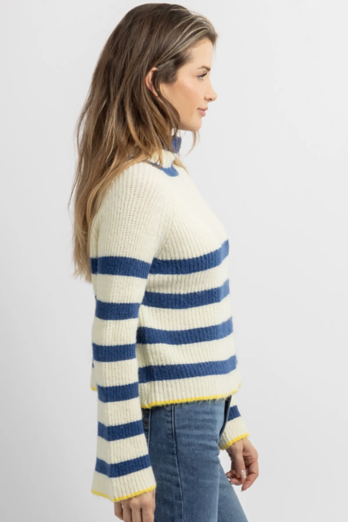 BOSTON BLUE MULTI-STRIPE SWEATER