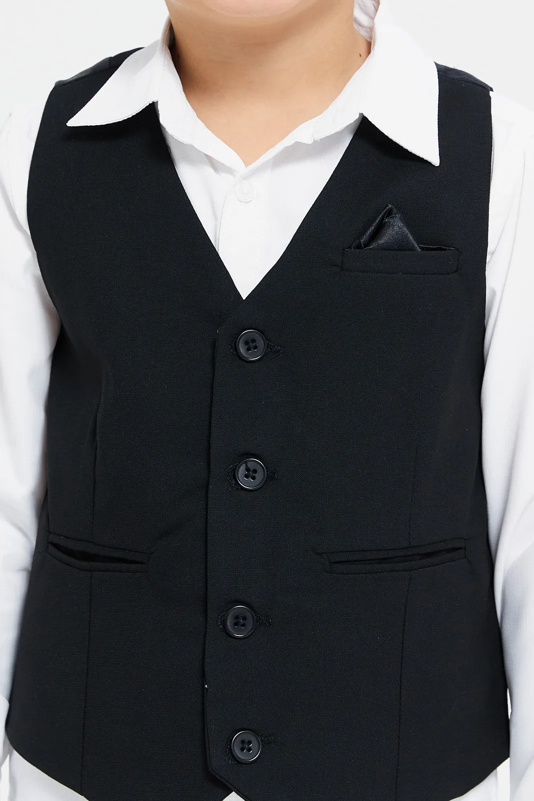 Boys Black And White Vest And Shirt Set (2 Piece)