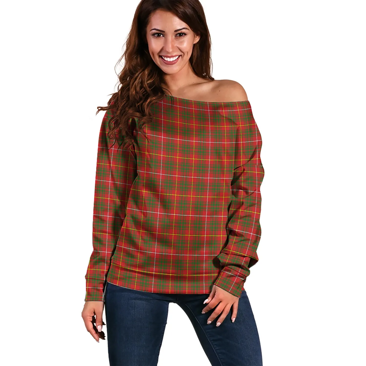 Bruce Modern Tartan Off Shoulder Women Sweater