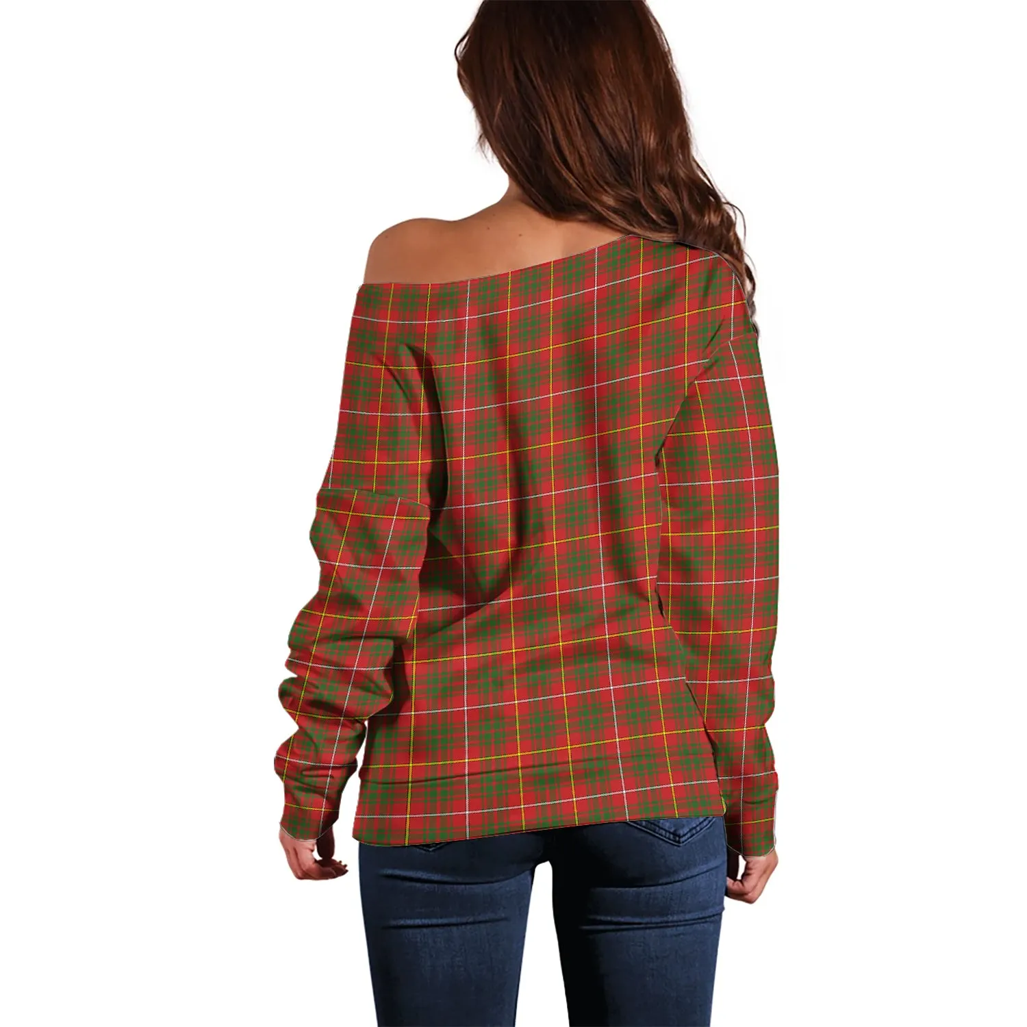 Bruce Modern Tartan Off Shoulder Women Sweater