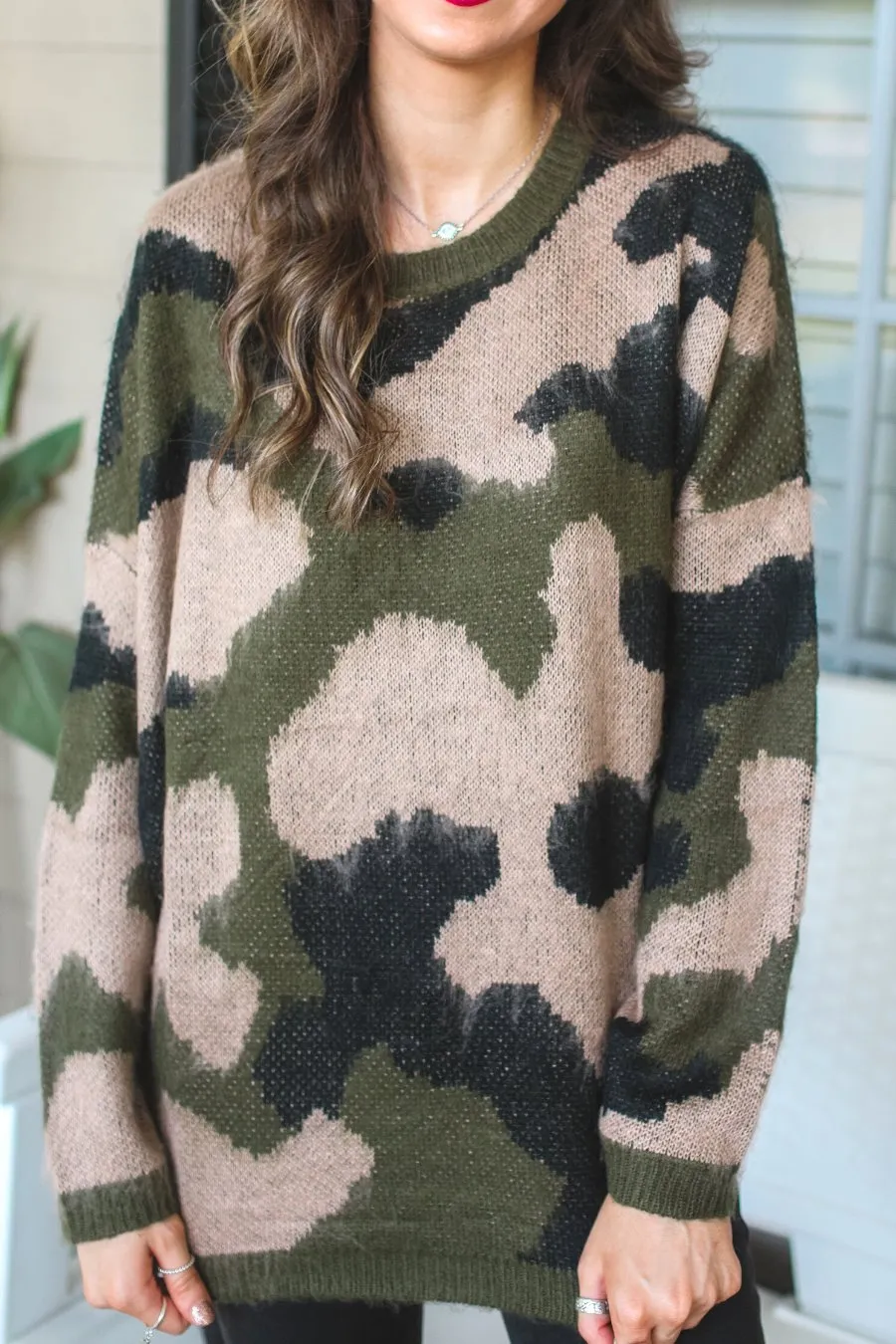 Cassie Camo Print Sweater