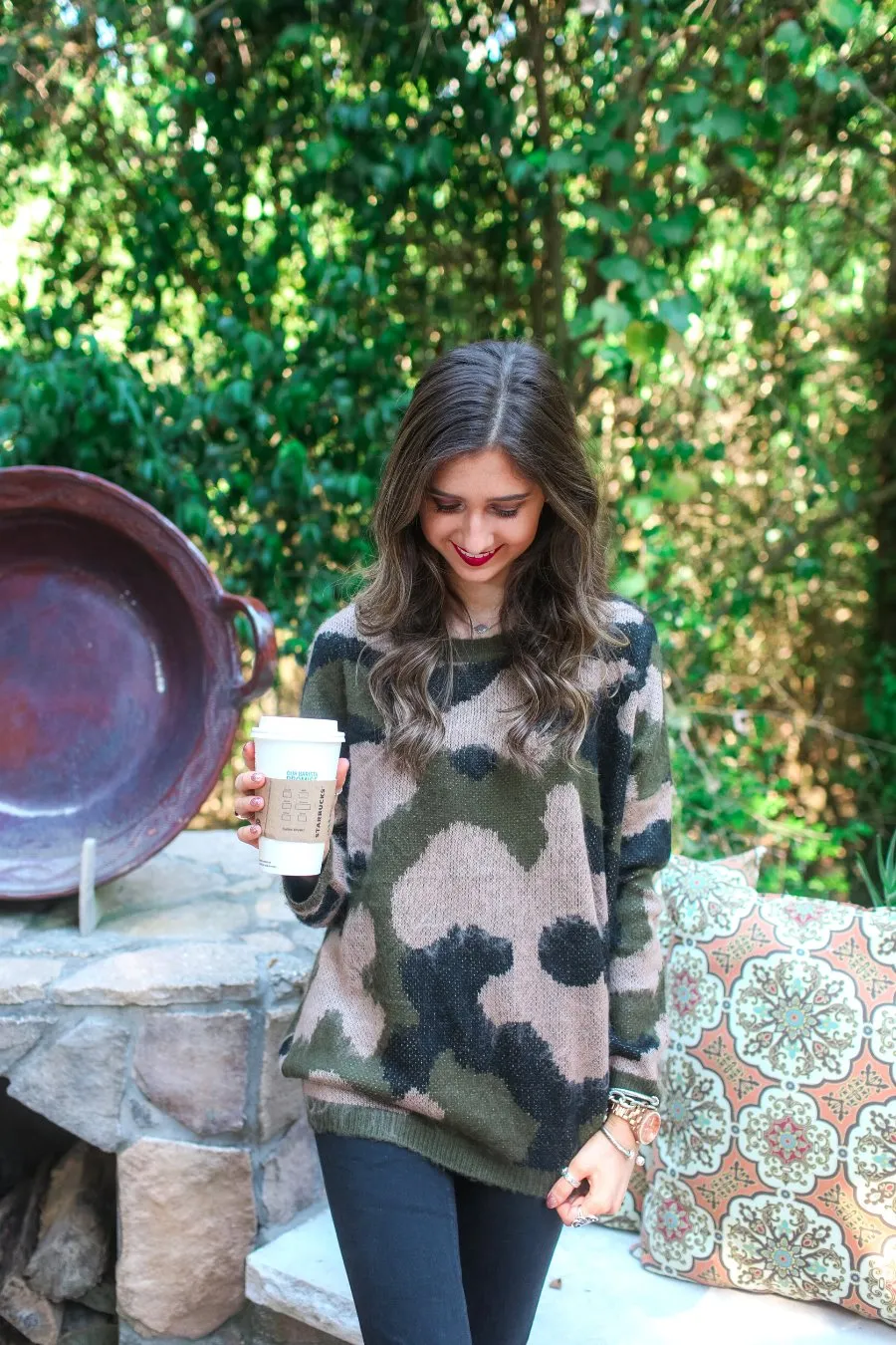 Cassie Camo Print Sweater