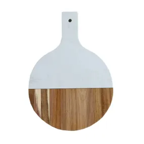 Cassie Marble Acacia Serving Board Round With Handle Natural