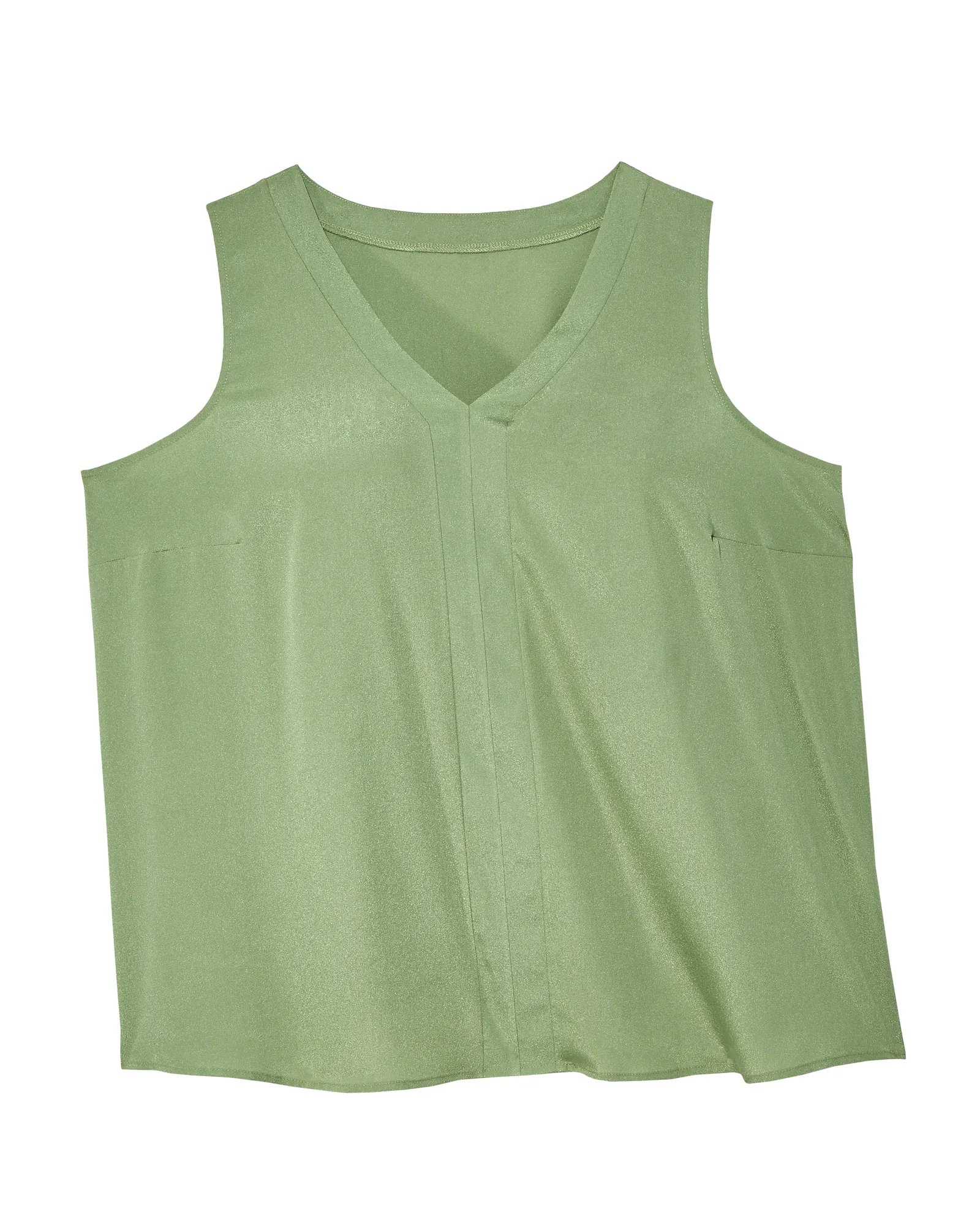 Celia Woven V-Neck Sleeveless Top | Olive Green