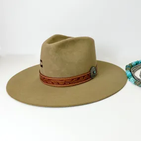 Charlie 1 Horse | Lori Wool Felt Hat with Leather Tooled Band and Silver Concho in Fawn Brown