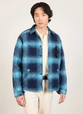 Check Blanket Overshirt | Wool | Navy