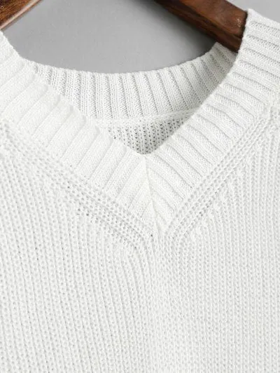 Chic V Neck Raglan Sleeve Lace Up Sweater